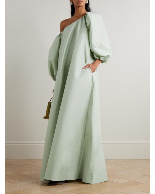BERNADETTE Green Nathalie Off-The-Shoulder Taffeta Gown