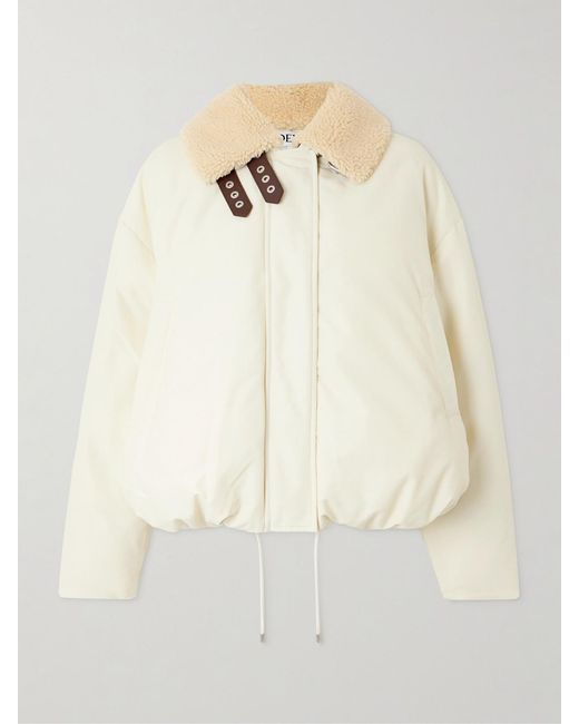Loewe Natural Shearling-Trimmed Cotton-Blend Shell Jacket