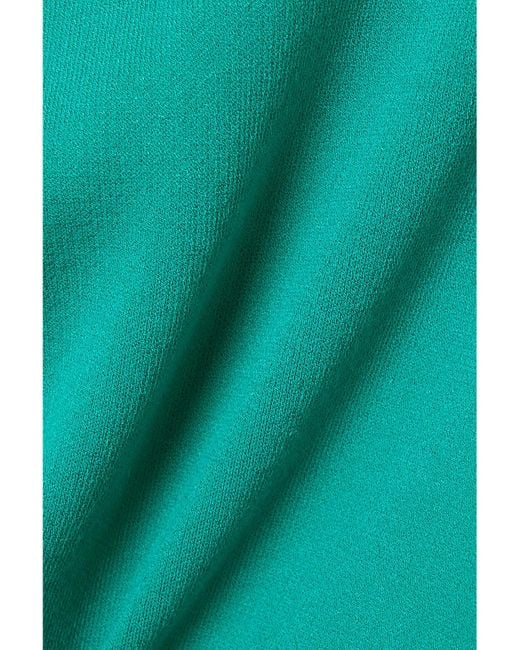Oscar de la Renta Blue Tiered Stretch-Knit And Silk-Taffeta Halterneck Mini Dress