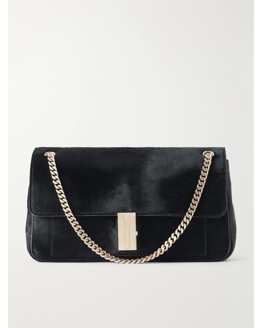 Tom Ford Black T-Embellished Calf Hair Shoulder Bag