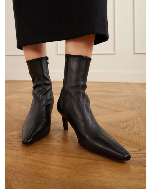 Jude Black Cave Leather Ankle Boots