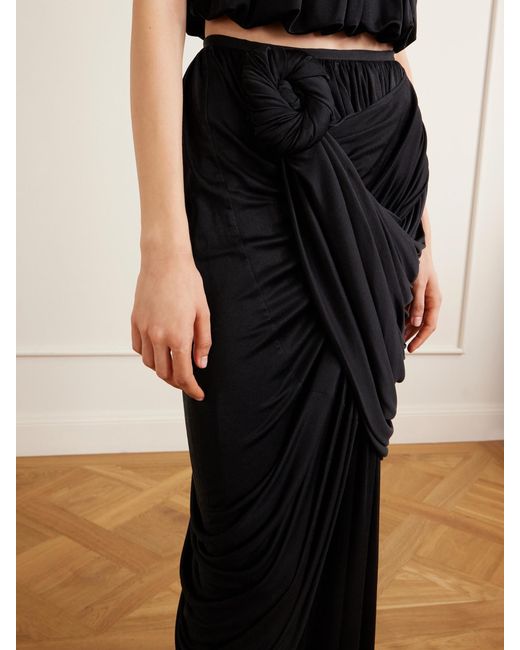 Heirlome Black Effie Draped Silk-Jersey Maxi Dress