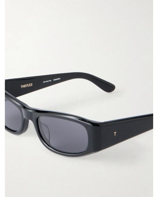 THISTLES Black The Suede Square-Frame Acetate Sunglasses