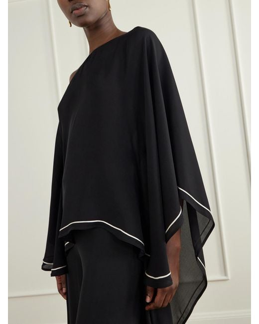 ANDRES OTALORA Black Permanecer Off-The-Shoulder Silk-Georgette Blouse