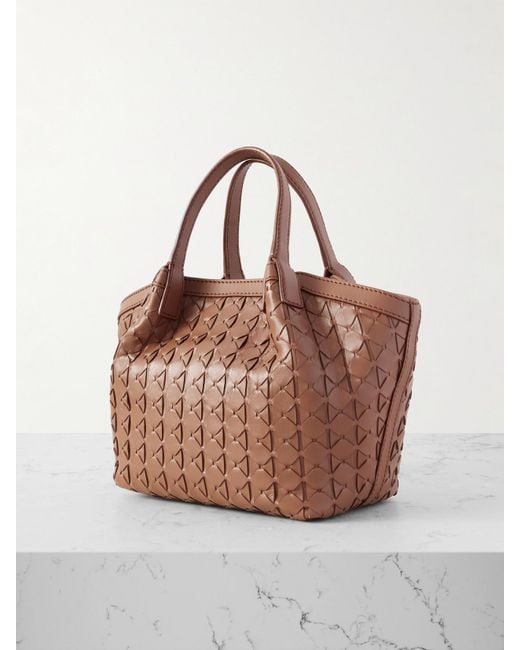 Serapian Brown Secret Mini Woven Leather Shoulder Bag
