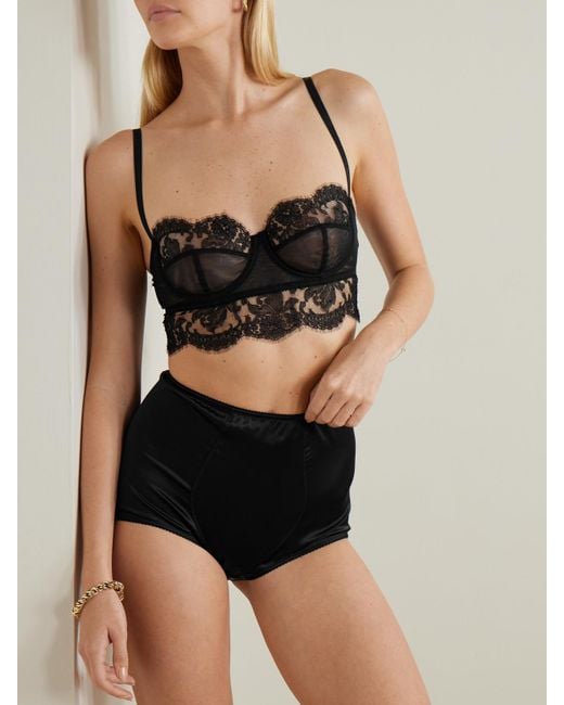 Soutien-Gorge À Armatures En Tulle À Finitions En Dentelle De Chantilly Dolce & Gabbana en coloris Black