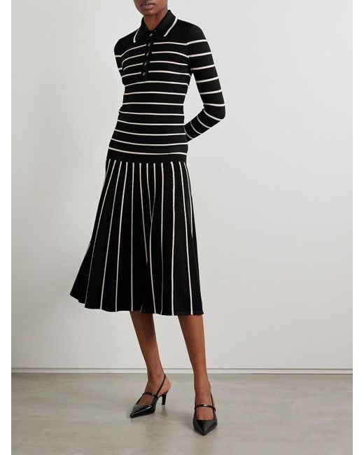 Zimmermann Black Crush Striped Stretch-Knit Top