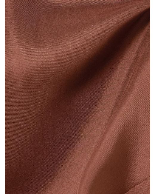 St. Agni Brown Silk Satin-Twill Halterneck Maxi Dress