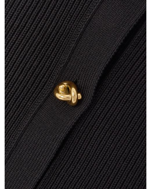 Bottega Veneta Black Ribbed Cotton Cardigan