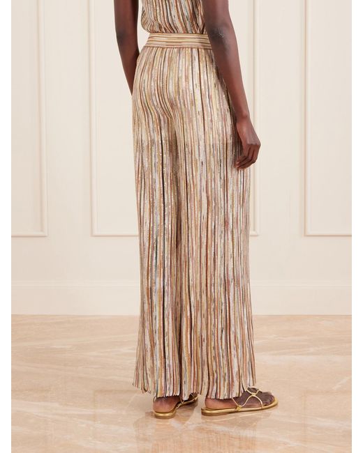 Missoni Natural Mare Embellished Metallic Crochet-Knit Wide-Leg Pants