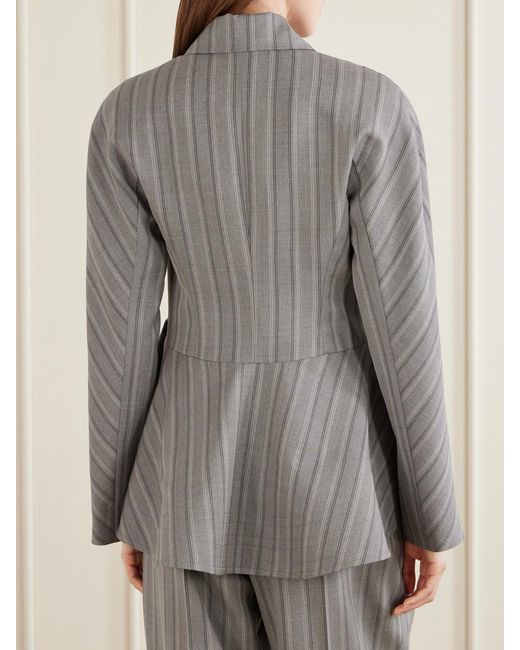 Stella McCartney Gray Striped Flared Wool Blazer