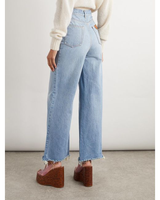 Chloé Blue Frayed High-Rise Wide-Leg Jeans