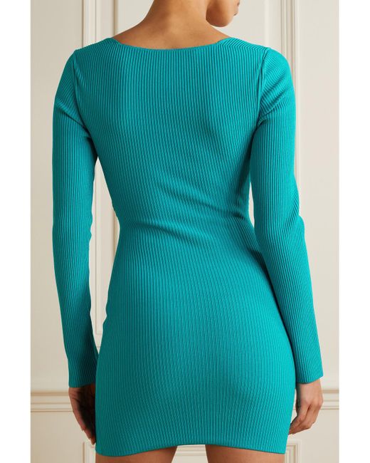 GAUGE81 Blue Otero Cutout Recycled Ribbed-Knit Mini Dress