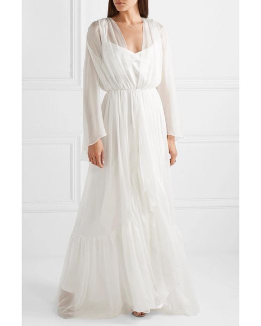 Rasario White Ruffled Silk-chiffon Jacket