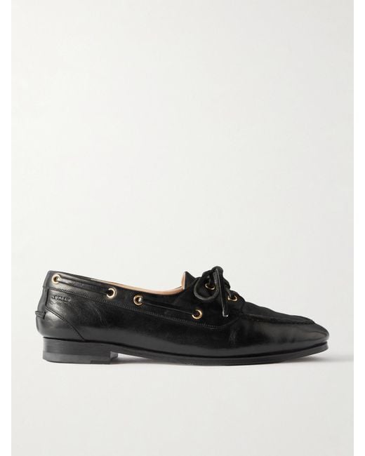 Bally Black Pathy Leather Boat Shoes