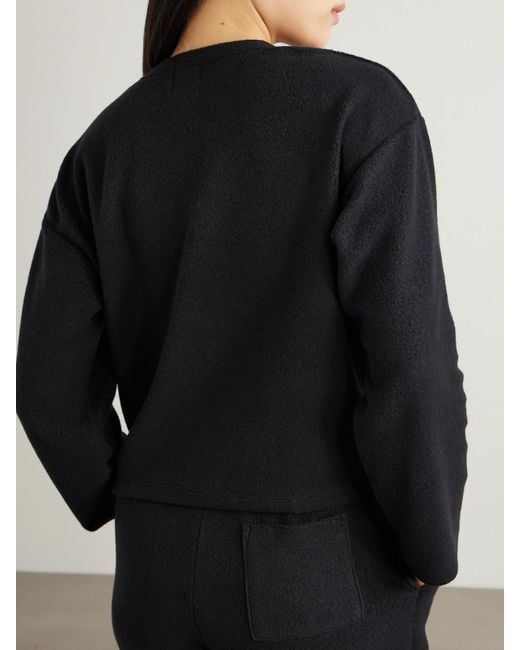 Leset Black Teddy Fleece Henley Top