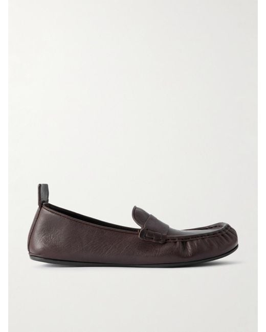 Mocassins En Cuir Texturé Acne en coloris White