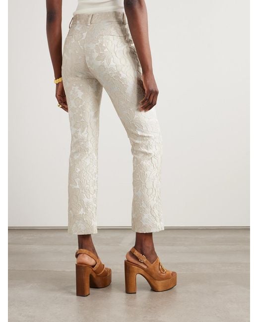 LaDoubleJ White 24/7 Cropped Brocade Bootcut Pants