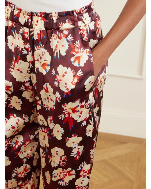 Rabanne White Floral-Print Wide-Leg Silk Pants