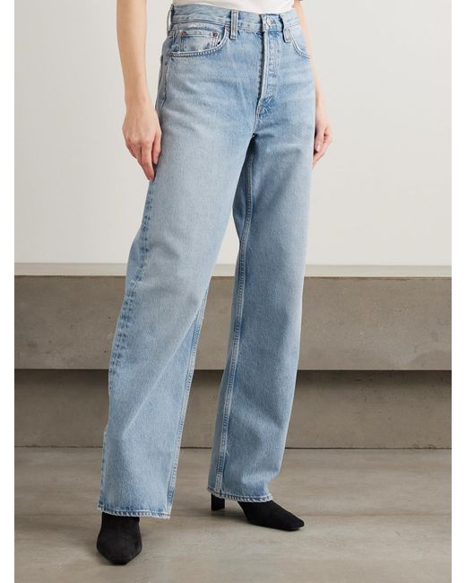 Agolde Blue Arc Mid-Rise Wide-Leg Jeans