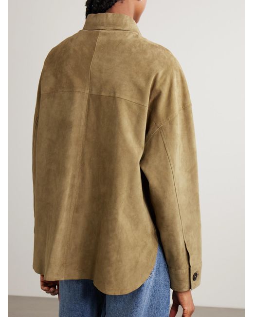 Arma Green Kaylee Oversized Paneled Suede Jacket