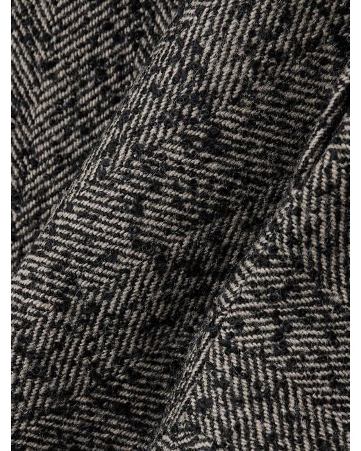 Chloé Black Double-Breasted Herringbone Wool-Blend Blazer