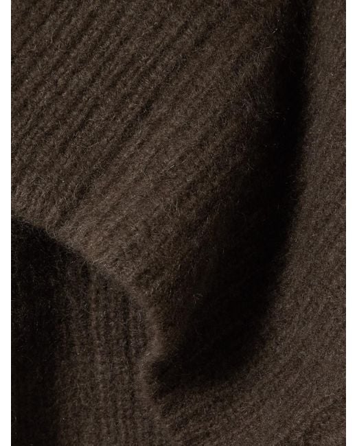arch4 Brown Sasha Belted Ribbed Cashmere Cardigan