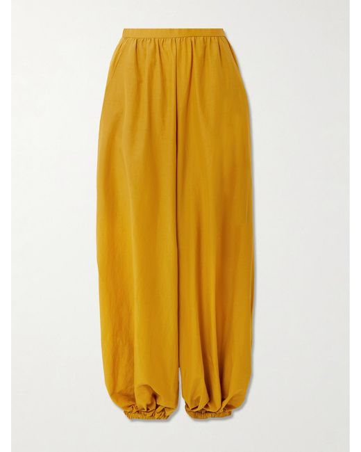 Jamie Haller Yellow The Balloon Cotton And Silk-Blend Balloon Pants