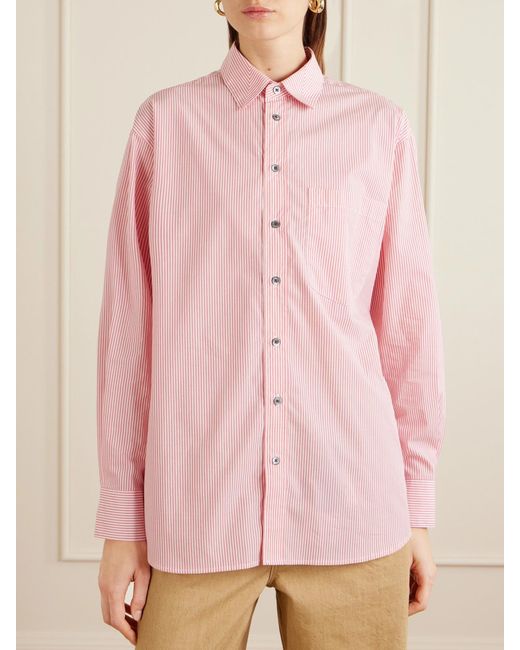 B Sides Pink Nolan Striped Cotton-Poplin Shirt