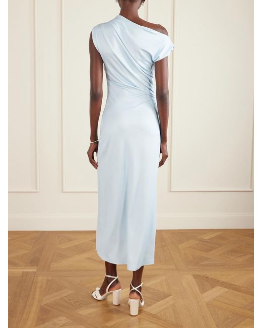 Oscar de la Renta Green Draped Printed Stretch-Jersey Midi Dress
