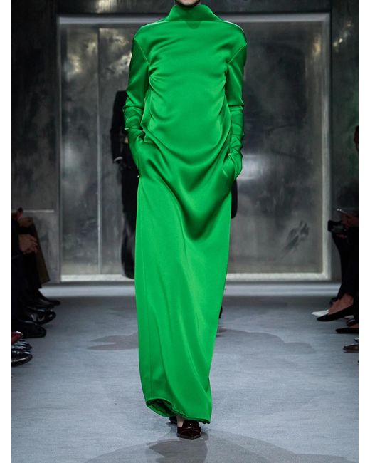 Tom Ford Green Oversized Open-Back Satin-Crepe Gown