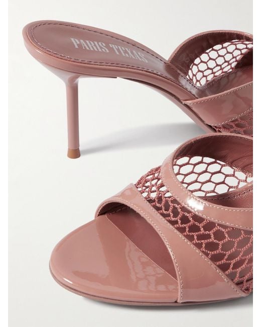 Paris Texas Pink Lidia Mules Aus Mesh Und Lackleder