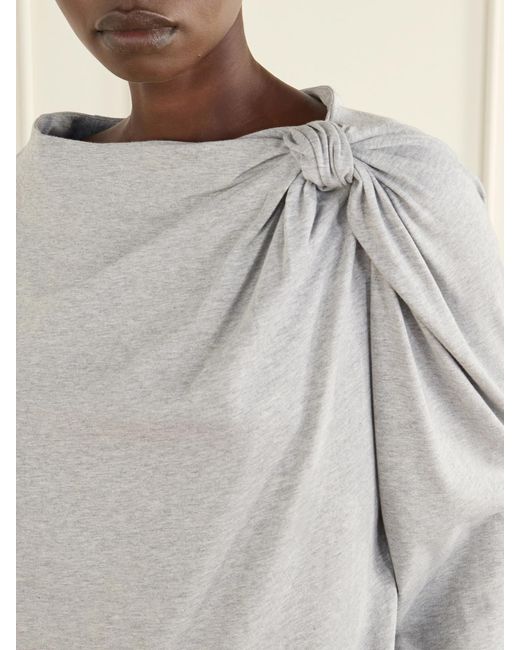 Dries Van Noten Gray Gathered Cotton-Jersey T-Shirt