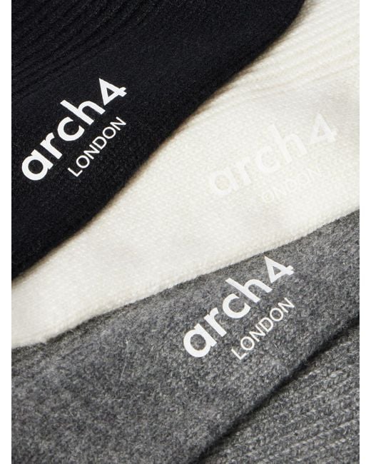 arch4 Natural Lucia Set Of Three Ribbed Cashmere Socks