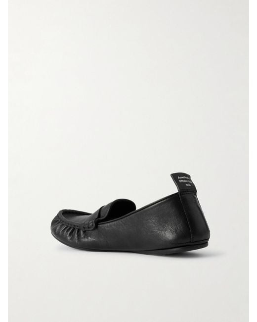 Acne Black Loafers Aus Strukturiertem Leder