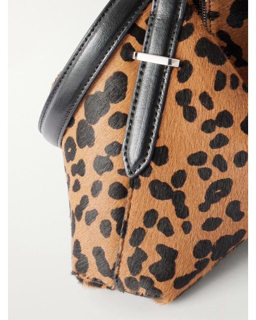 Totême  Natural Lucky Wristlet Leather-Trimmed Leopard-Print Calf Hair Shoulder Bag