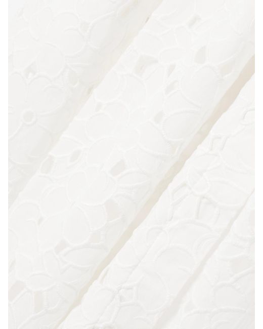 Jonathan Simkhai White Jazz Midi-Hemdblusenkleid Aus Baumwolle Mit Lochstickerei Und Falten