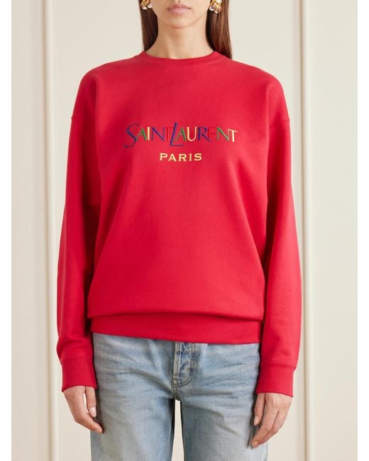 Saint Laurent Logo-Embroidered Cotton-Fleece Sweatshirt