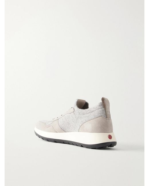 Tod's White Suede-Trimmed Sneakers