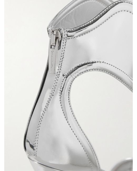 Gianvito Rossi White Lucrezia 105 Sandalen Aus Leder Mit Spiegeleffekt