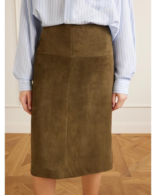 Proenza Schouler Green Irine Suede Midi Skirt