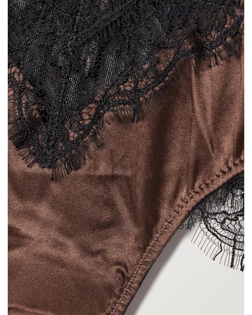 Kiki de Montparnasse Natural Lace-Trimmed Stretch-Silk Thong