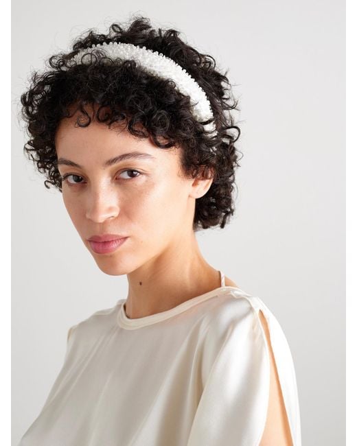 Eugenia Kim White Cora Embellished Mesh And Satin Headband