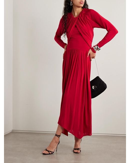 Isabel Marant Galina Asymmetric Gathered Draped Stretch-Jersey Dress