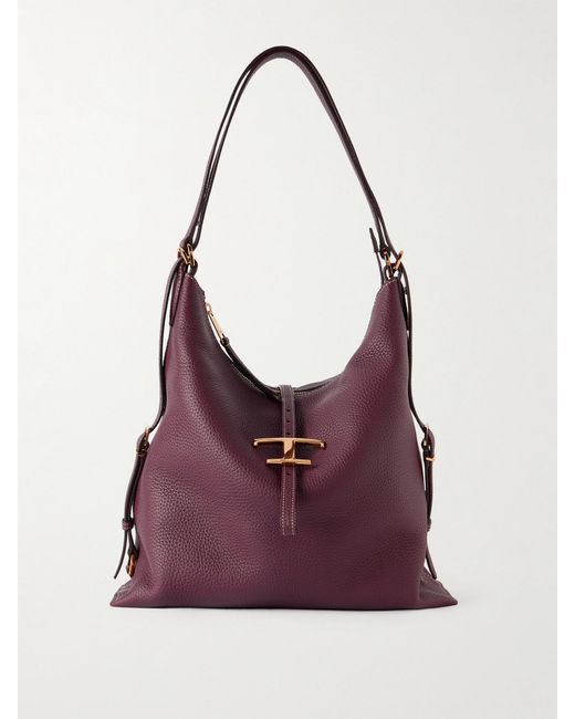 Tod's Purple Textured-Leather Shoulder