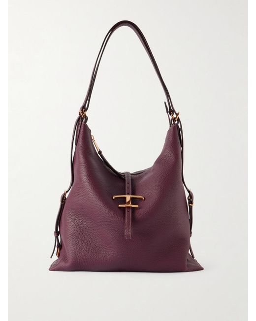 Tod's Purple Textured-Leather Shoulder