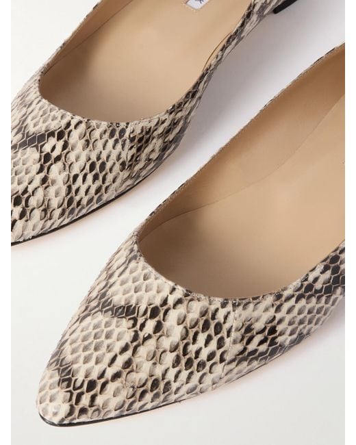 Manolo Blahnik Natural Bb 10 Snake-Effect Leather Point-Toe Flats