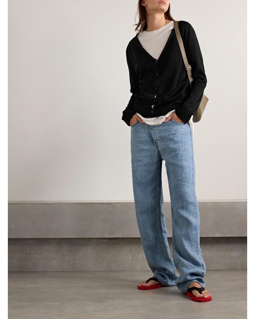 The Row Black Jheel Cardigan Aus Einer Leinenmischung