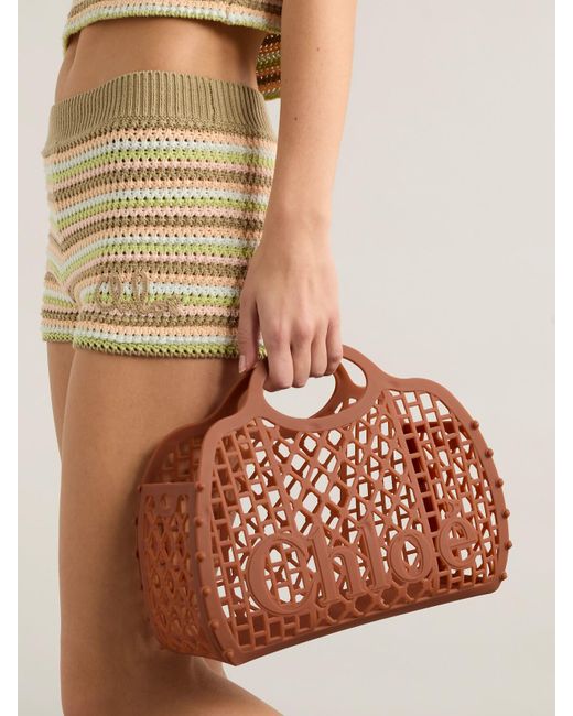Sac Porté Épaule En Caoutchouc À Finitions En Cuir Et À Clous Cage Chloé en coloris Brown