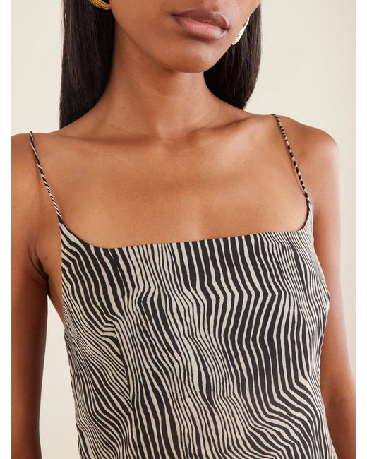 St. Agni Brown Savannah Zebra-Print Silk-Blend Cami
